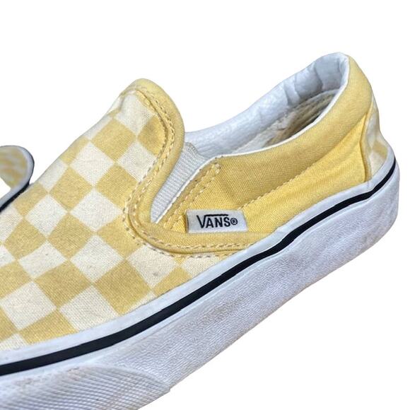 Vans Yellow White Checkered Canvas Slip On Sneakers Women Sz 5.5 - Picture 7 of 12